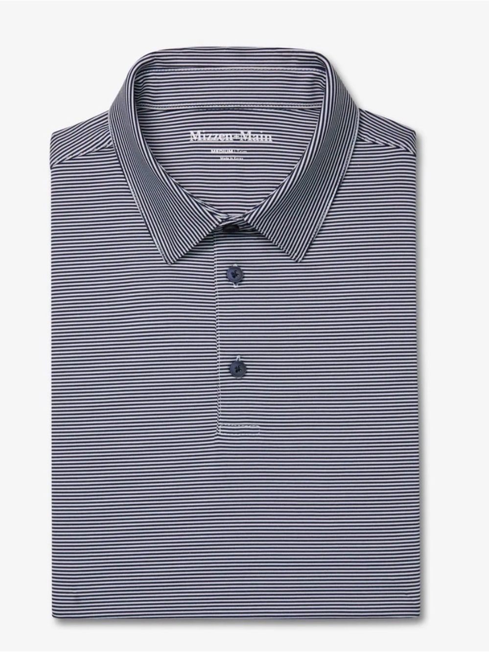 Mizzen+Main XL Men's Striped Versa Polo Shirt Navy/White Short Sleeve Collared